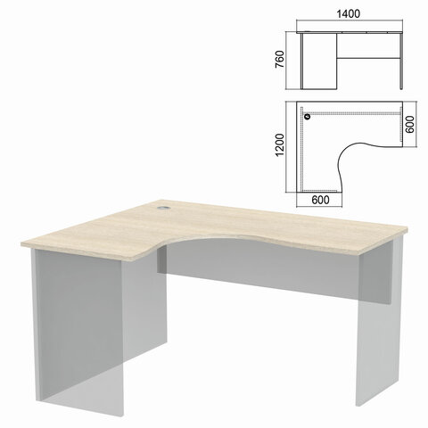 Стол компактный ЧАСТЬ 1 "Арго", 1400х1200х760 мм, левый, ясень шимо