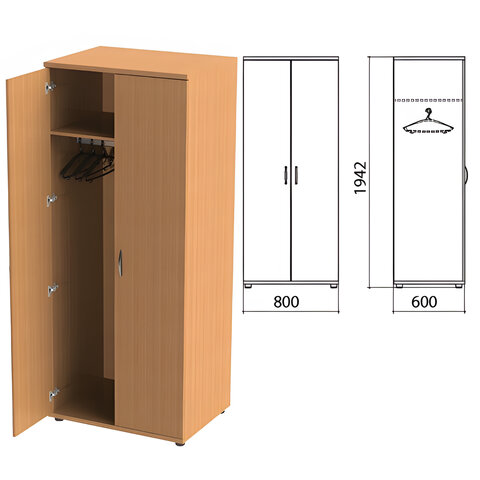 Шкаф для одежды "Этюд", 800х600х1942 мм, цвет бук бавария (КОМПЛЕКТ)