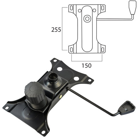Механизм качания BRABIX "Топ-ган" для кресла, 150х255 мм, межцентровое расстояние крепежа, 532006