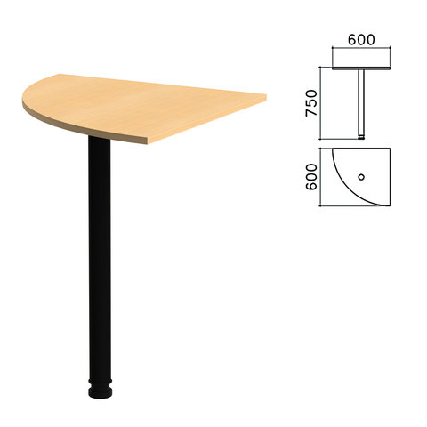 Стол приставной угловой "Канц", 600х600х750 мм, цвет бук невский (КОМПЛЕКТ)