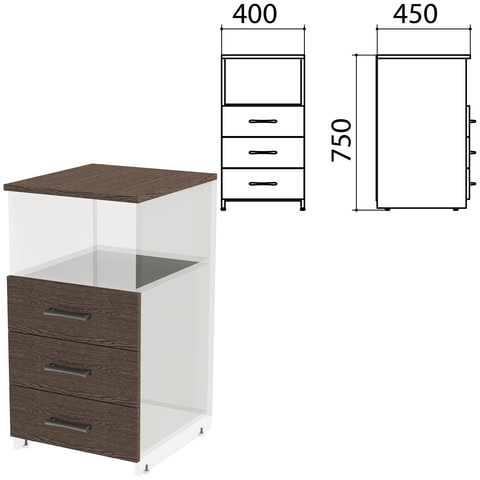 Крышка и фасады ящиков для тумбы приставной "Канц" 400х450х750 мм, цвет венге, ТК31.16.2