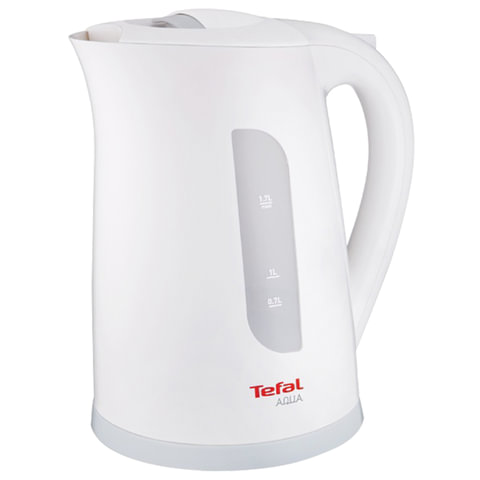 Чайник TEFAL KO270130, 1,7 л, 2400 Вт, закрытый нагревательный элемент, пластик, белый/серый