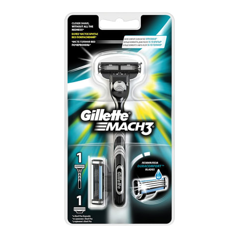 Бритва GILLETTE (Жиллет) "Mach3", с 2 сменными кассетами, для мужчин