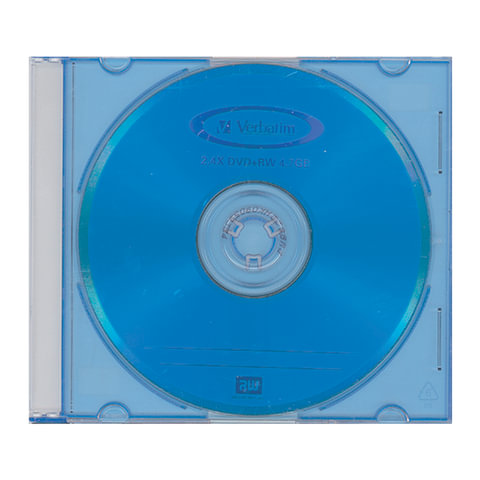 Диск DVD+RW (плюс) VERBATIM, 4,7 Gb, 4x, Color Slim Case