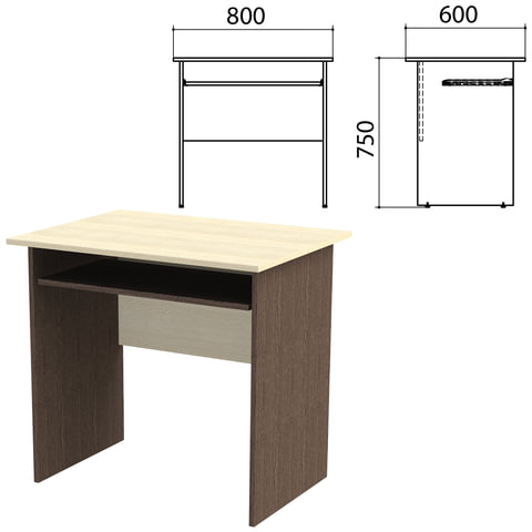 Стол компьютерный "Канц", 800х600х750 мм, цвет дуб молочный/венге (КОМПЛЕКТ)
